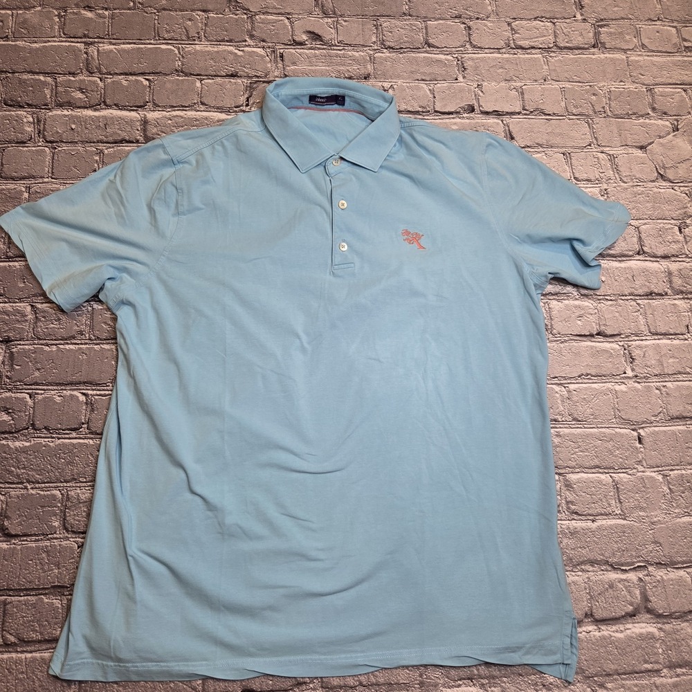 Johnnie O Shirt Mens XL Fiji Blue Solid Polo Short Sleeve Collared Golf Pullover
